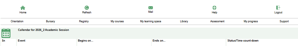 NOUN portal example for NOUN student dashboard